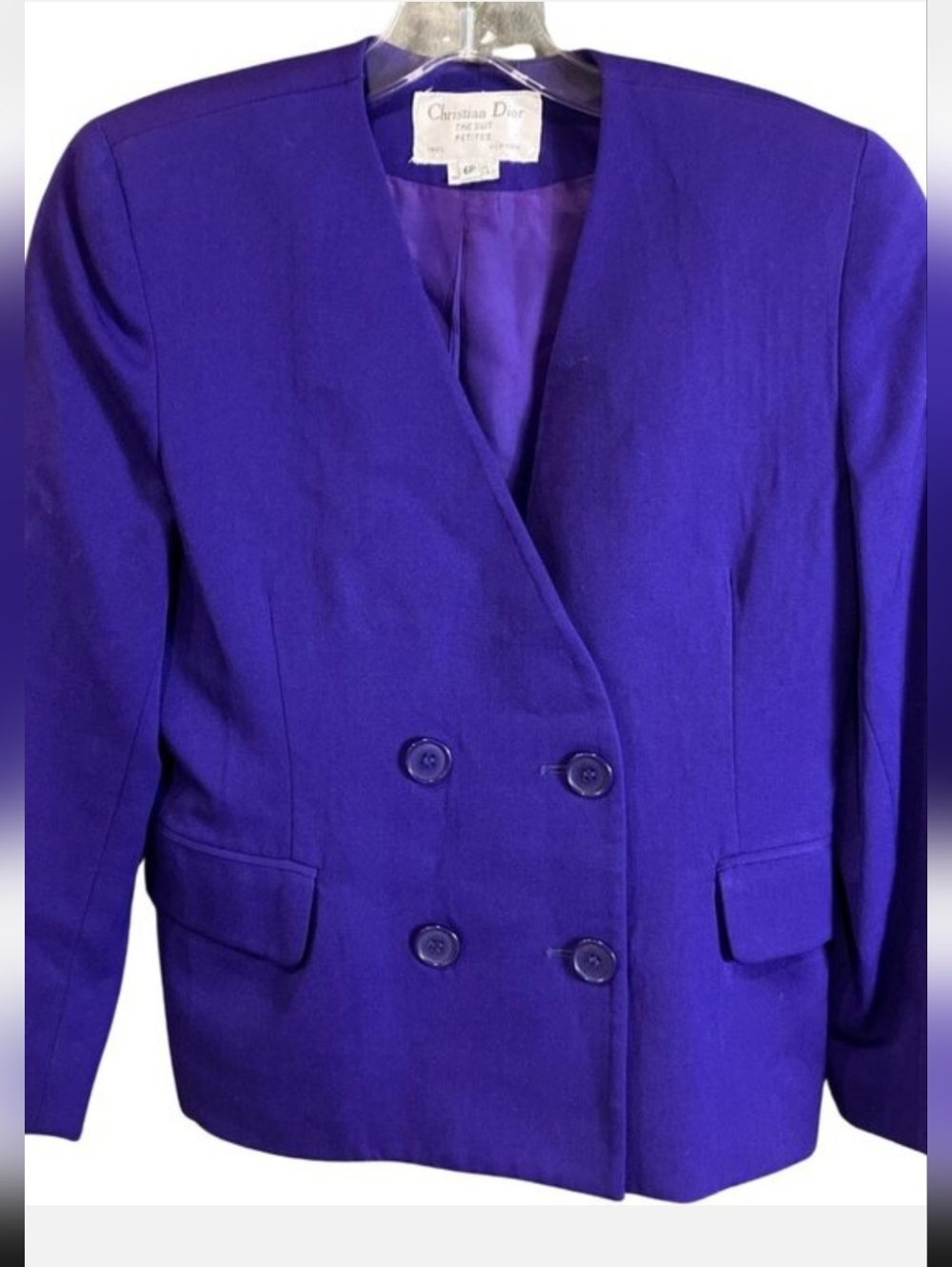 Dior Bold Purple Double-Breasted Collarless Blazer